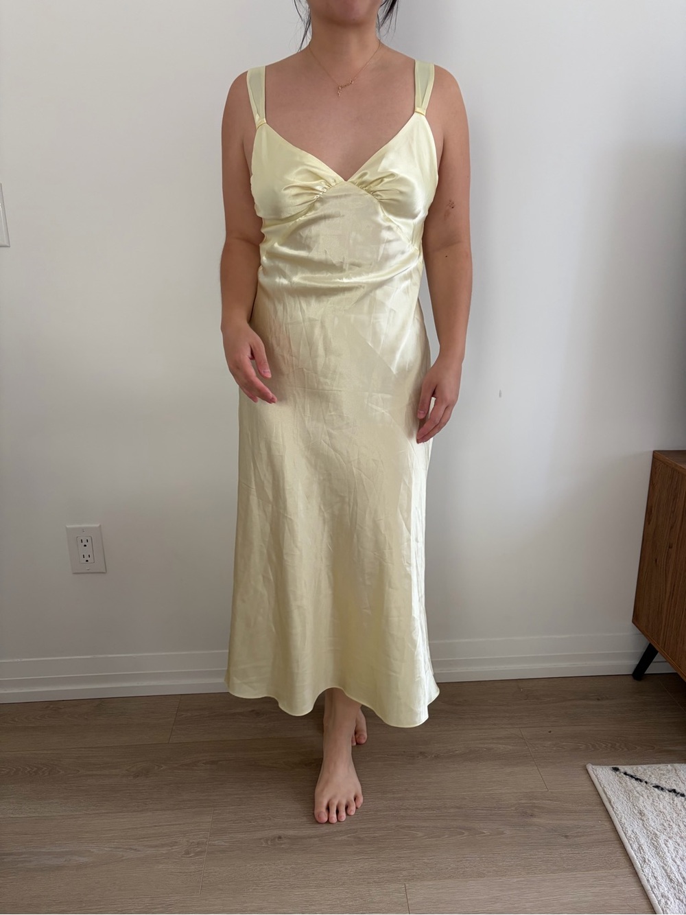 Vintage Silky Pale Yellow Slip Dress